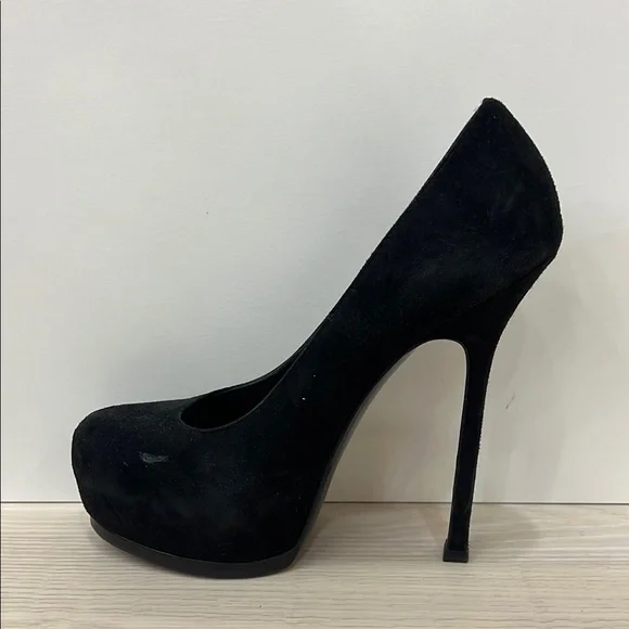 Yves Saint Laurent Black Suede Heels - Picture 6 of 8